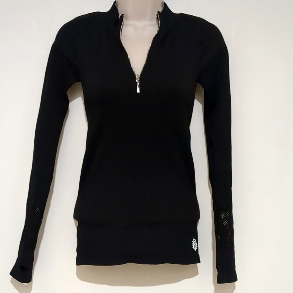 FP Free People Movement eyelet long sleeve quarter zip top workout women M